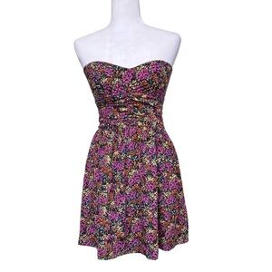 Parker Pure Silk Floral Printed Strapless Sweetheart Mini Dress